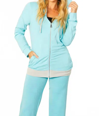 French Kyss Color Block Hoodie In Aqua In Blue