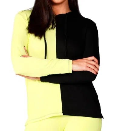French Kyss Color Block Hoodie In Black/lime In Multi