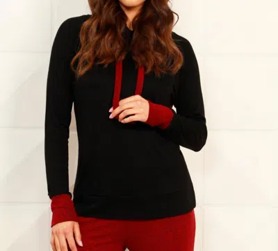 French Kyss Color Block Hoodie In Black/wine In Red