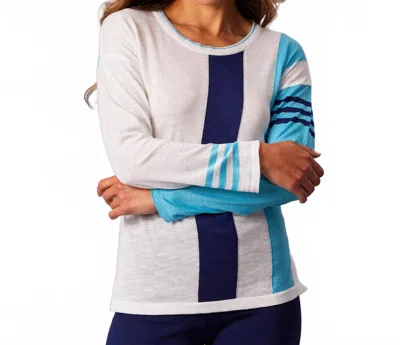 French Kyss Color Block Scoop Neck Top In White/multi