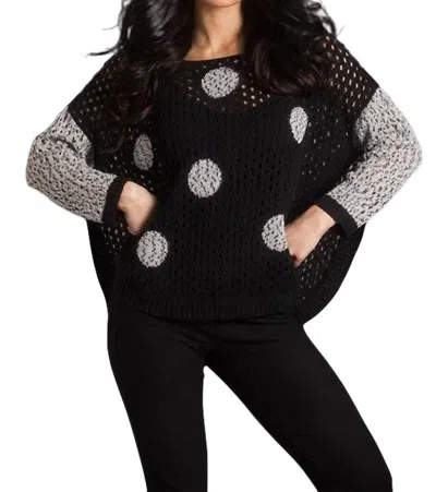 French Kyss Crochet Dot Poncho In Frostblack In Multi