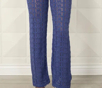 French Kyss Crochet Knitted Pant In Denim In Blue
