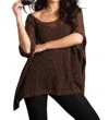 French Kyss Crochet Poncho In Spice In Brown