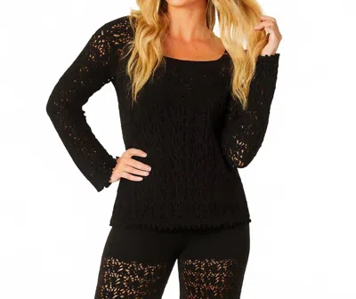 French Kyss Crochet Round Neck Top In Black