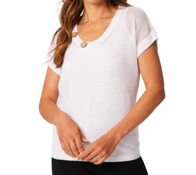 French Kyss Crochet Scoop Short Sleeve Top In White