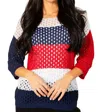 French Kyss Crochet Striped Crew In Multi In Multi