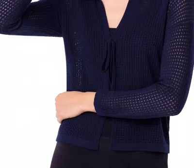 French Kyss Crochet Tie Cardigan In Navy In Blue