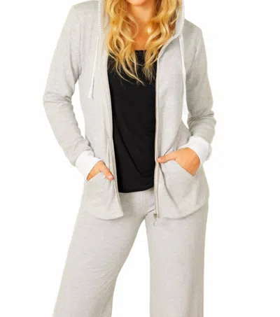 French Kyss Detail Zip Up Hoodie In Silver