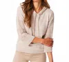 French Kyss Drawstring Hoodie Top In Beige In Multi