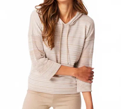 French Kyss Drawstring Hoodie Top In Beige In Multi