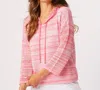 French Kyss Drawstring Hoodie Top In Coral In Pink