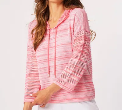 FRENCH KYSS DRAWSTRING HOODIE TOP IN CORAL
