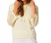 French Kyss Drawstring Hoodie Top In Yellow In White