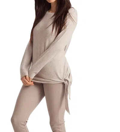 French Kyss Ellie Side Tie Kashmira Sweater In Oatmeal In White