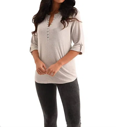 French Kyss Emma Grommet V-neck Kashmira Top In Gray In Grey