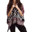 French Kyss Hannah Tassel Poncho In Black/red In Multi
