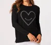 French Kyss Heart Scoop Neck Top In Black/white In Multi