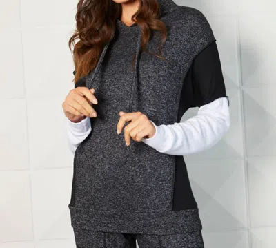 French Kyss Hoodie Tunic In Steel Combo In Grey