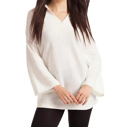 French Kyss James Ribbed Bell Sleeve Top In Ivory In Multi