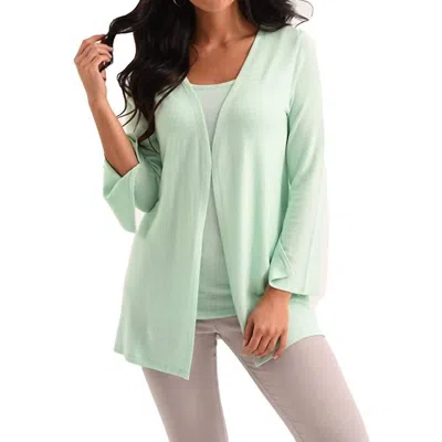 French Kyss Jane Long Sleeve Kashmira Cardigan In Mint In White