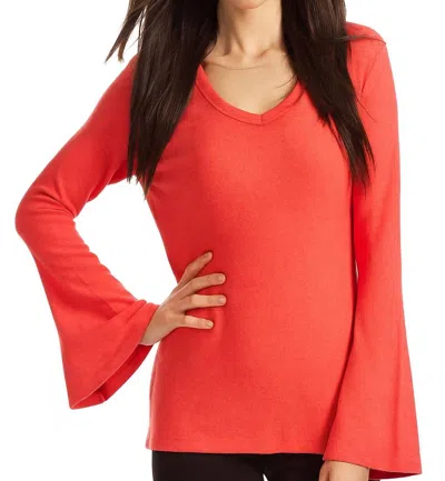 French Kyss Kelly Bell Sleeve Top In Coral In Red