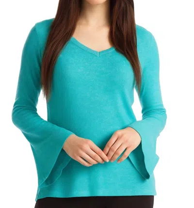 French Kyss Kelly Bell Sleeve Top In Teal In Blue