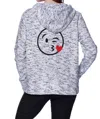 French Kyss Kiss Emoji Hooded Cardigan In Black White In Black