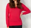 FRENCH KYSS LIGHTWEIGHT V-NECK STAR TOP IN ROSE