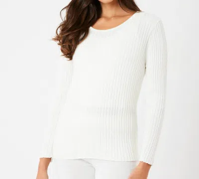 French Kyss Long Sleeve Round Neck Top In Ivory In White