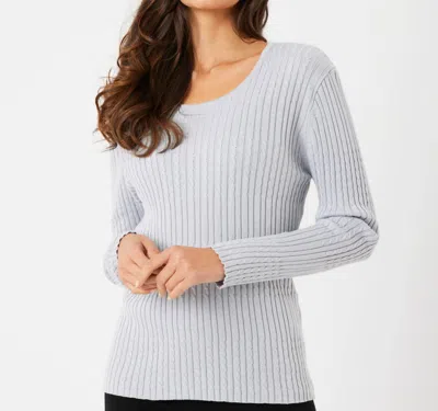 French Kyss Long Sleeve Round Neck Top In Slate In Grey