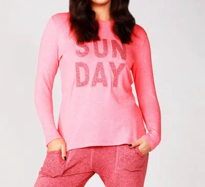 French Kyss Long Sleeve Sunday Crew Tee In Coral