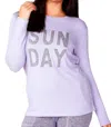 French Kyss Long Sleeve Sunday Crew Top In Lilac In Blue