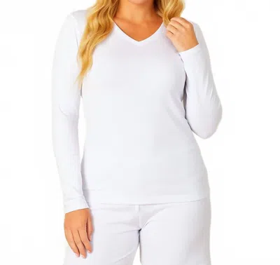 French Kyss Long Sleeve V-neck Top In White