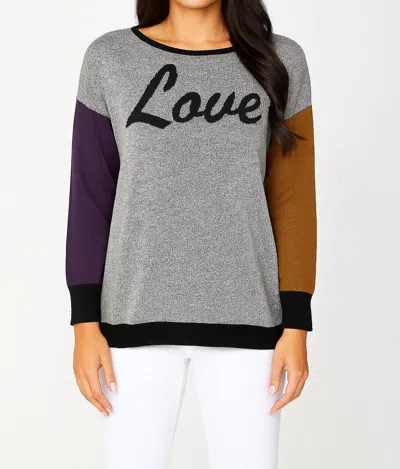 French Kyss Love Crew Neck Sweater In Gray/multi