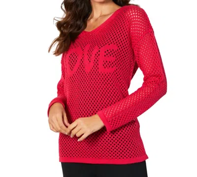 French Kyss Love Crochet V-neck Top In Rose In Red