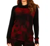 FRENCH KYSS MARBLE WASH COLOR BLOCK TURTLENECK TOP IN SANGRIA