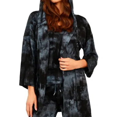 French Kyss Marble Wash Drawstring Cardigan In Storm In Black