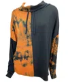 French Kyss Marble Wash Drawstring Cowlneck Top In Spice In White