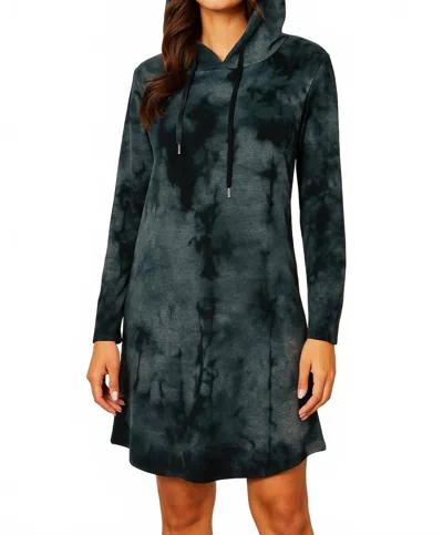 French Kyss Marble Wash Hooded Dress In Carbon In Multi