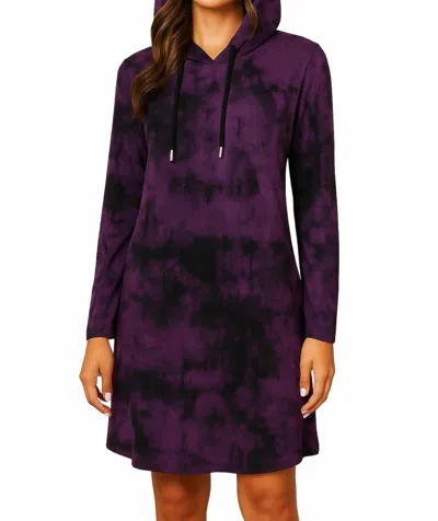 French Kyss Marble Wash Hooded Dress In Grape In Purple