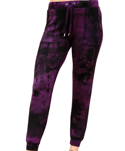 French Kyss Marble Wash Joggers In Grape In Yellow