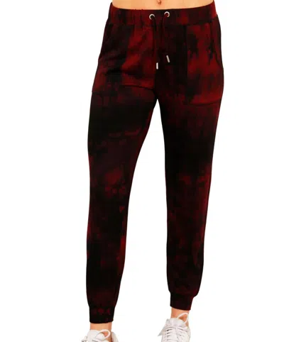 French Kyss Marble Wash Joggers In Sangria In Red