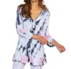 French Kyss Marble Wash Long Button Cardigan In Pink In Pink
