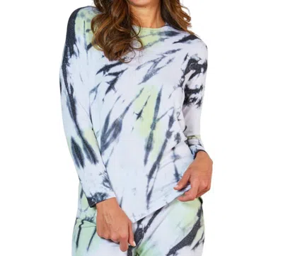 French Kyss Marble Wash Long Sleeve Scoop Neck Tee In Lime In Green