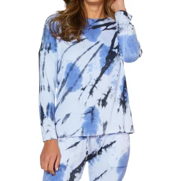French Kyss Marble Wash Long Sleeve Scoop Neck Tee In Peri In Blue