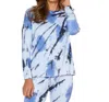 French Kyss Marble Wash Long Sleeve Scoop Neck Tee In Peri In Multi