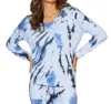 French Kyss Marble Wash Long Sleeve V-neck Tee In Peri In Multi