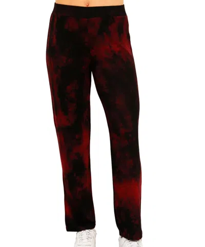French Kyss Marble Wash Lounge Pant In Sangria In Red