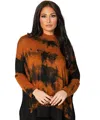 FRENCH KYSS MARBLE WASH OPEN SLIT PONCHO IN SPICE