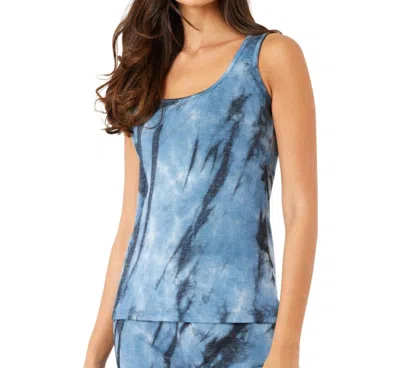 French Kyss Marble Wash Tank Top In Denim In Blue